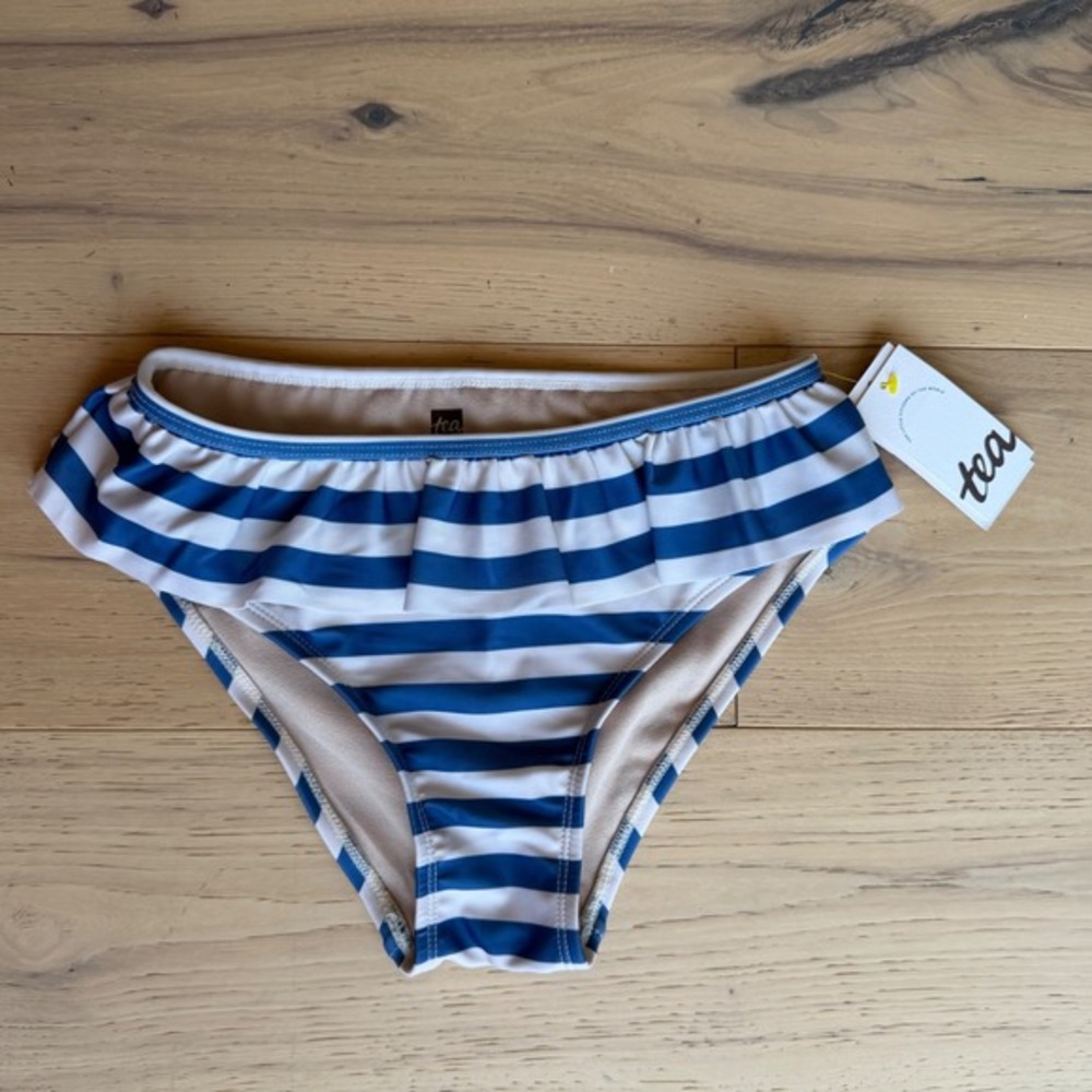 Tea Collection - Blue/White Striped Ruffle Bikini Bottom - Girls Size 12 - NWT